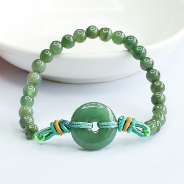 Pulsera de prosperidad con hebilla de paz y cuentas de jade de Buddha Stones