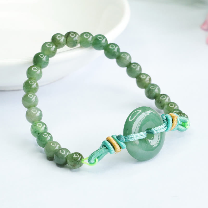 Pulsera de prosperidad con hebilla de paz y cuentas de jade de Buddha Stones