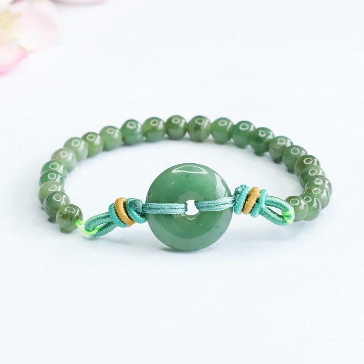 Pulsera de prosperidad con hebilla de paz y cuentas de jade de Buddha Stones