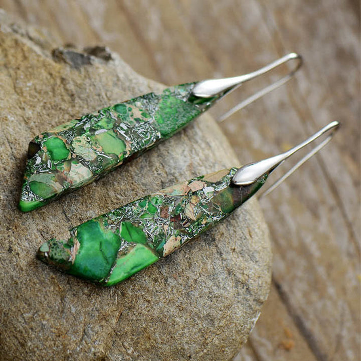 Pendientes antiestrés de cristal geométrico de piedra emperador natural de Buddha Stones - image 6