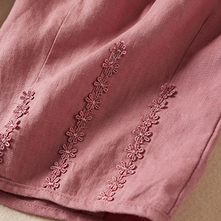 Pantalones harén con bordado de flores pequeñas de verano y bolsillos de Buddha Stones - image 16