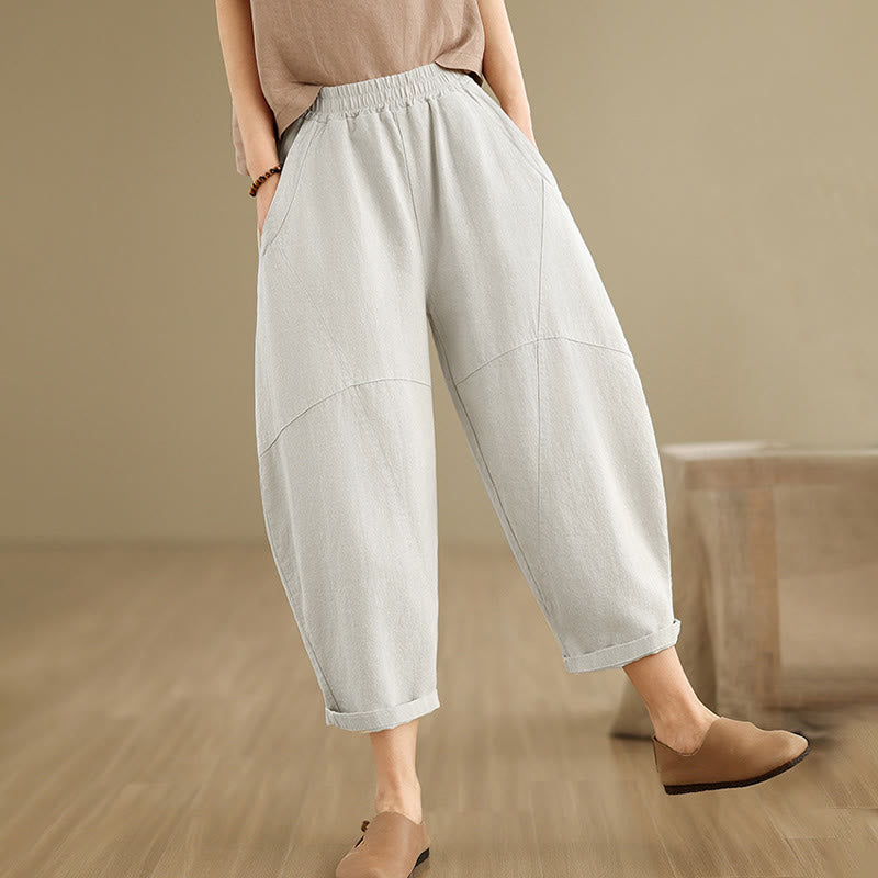 Pantalones harem de mujer Buddha Stones Spring, talla 7-8, color liso, con bolsillos. - image 2