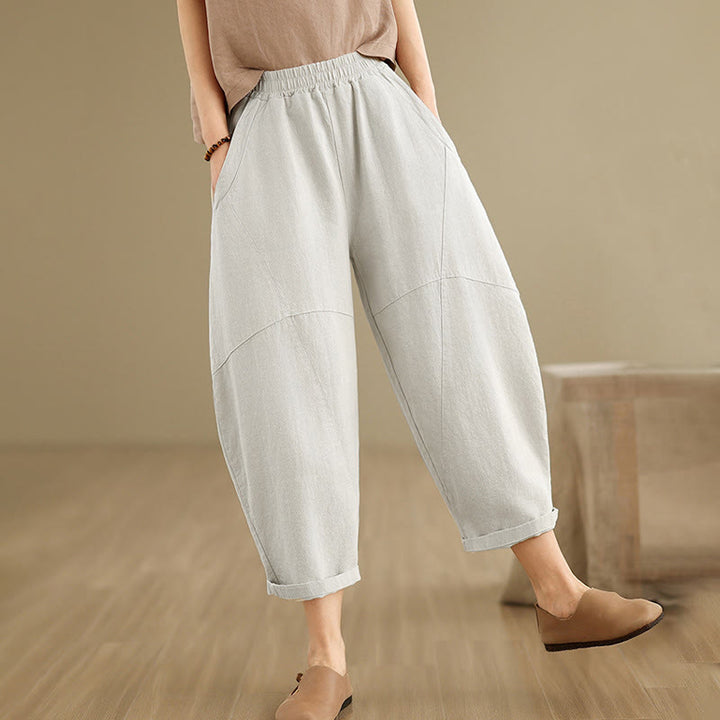 Pantalones harem de mujer Buddha Stones Spring, talla 7-8, color liso, con bolsillos. - image 2