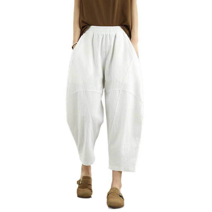 Pantalones harén de lino y algodón para mujer, de Buddha Stones, de primavera, tallas 7-8, color liso, con bolsillos - image 27