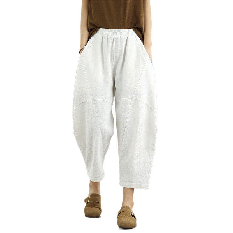 Pantalones harén de lino y algodón para mujer, de Buddha Stones, de primavera, tallas 7-8, color liso, con bolsillos - image 27