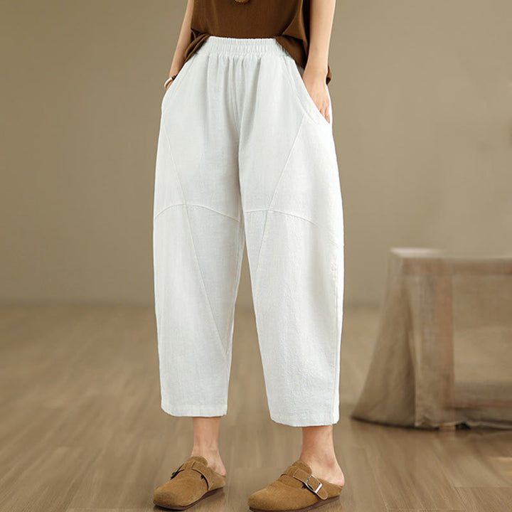 Pantalones harén de lino y algodón para mujer, de Buddha Stones, de primavera, tallas 7-8, color liso, con bolsillos - image 23