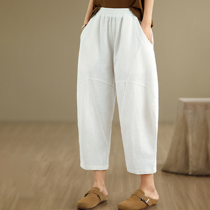 Pantalones harén de lino y algodón para mujer, de Buddha Stones, de primavera, tallas 7-8, color liso, con bolsillos - image 25