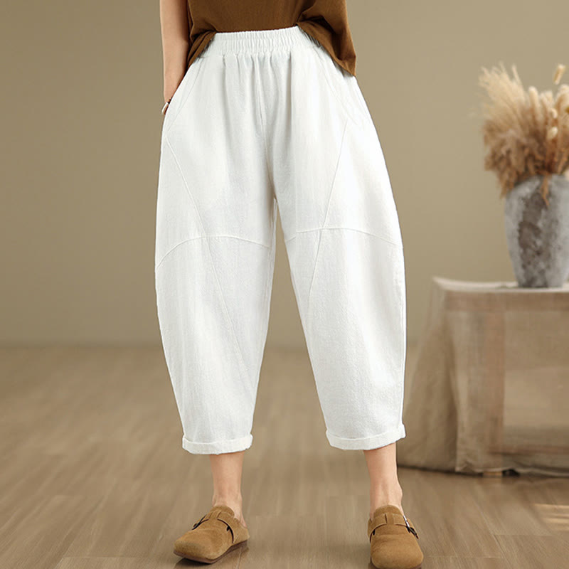 Pantalones harén de lino y algodón para mujer, de Buddha Stones, de primavera, tallas 7-8, color liso, con bolsillos - image 24