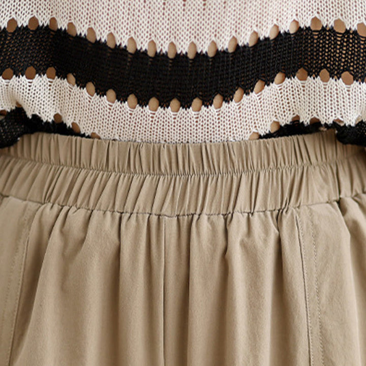 Pantalones anchos de algodón para mujer con diseño plisado irregular de verano Buddha Stones y bolsillos - image 5