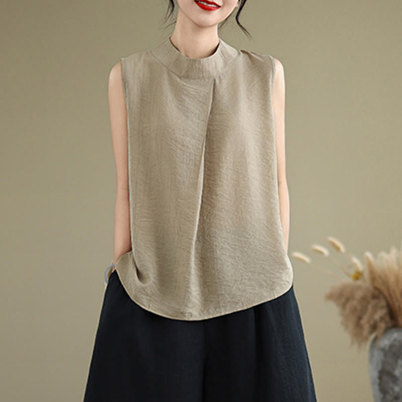 Chaleco sin mangas para mujer con cuello alto, diseño sencillo y espalda lisa, estampado de Buddha Stones. - image 15
