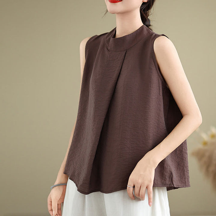 Chaleco sin mangas para mujer con cuello alto, diseño sencillo y espalda lisa, estampado de Buddha Stones. - Granate - US8-10，UK/AU12-14，EU40-42 (2XL) - image 0