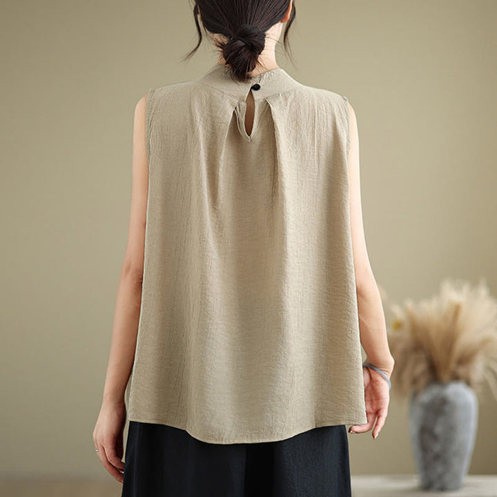 Chaleco sin mangas para mujer con cuello alto, diseño sencillo y espalda lisa, estampado de Buddha Stones. - image 16