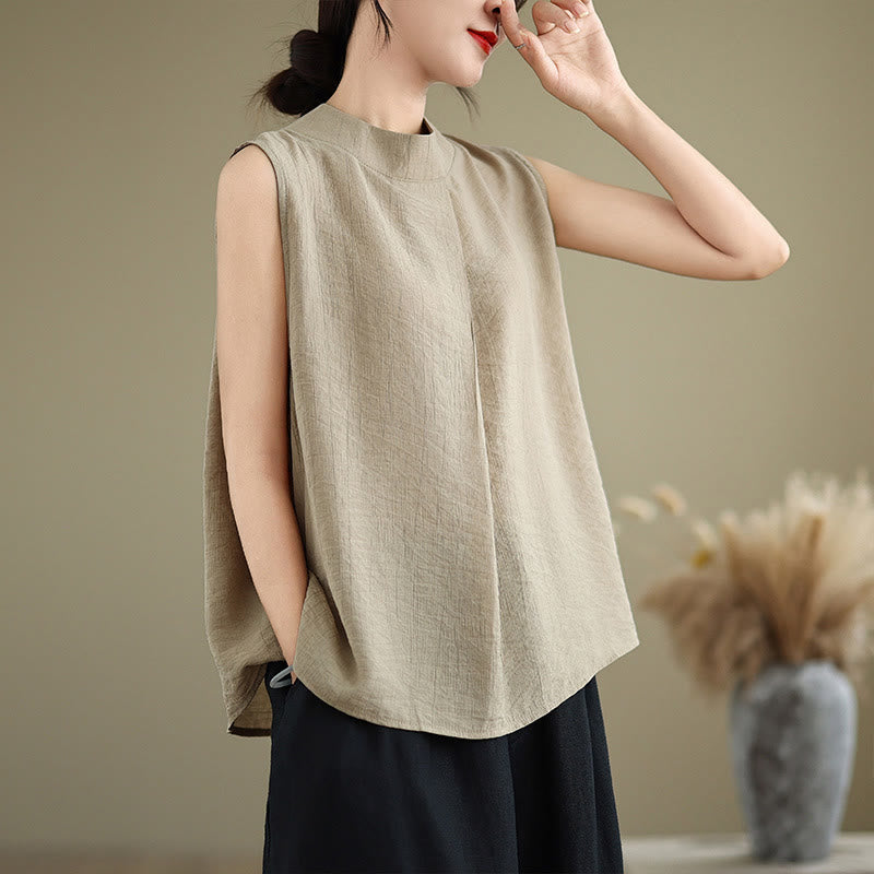 Chaleco sin mangas para mujer con cuello alto, diseño sencillo y espalda lisa, estampado de Buddha Stones. - vara de oro pálida - US8-10，UK/AU12-14，EU40-42 (2XL) - image 11