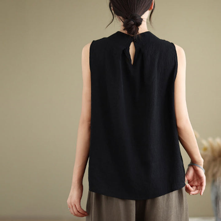 Chaleco sin mangas para mujer con cuello alto, diseño sencillo y espalda lisa, estampado de Buddha Stones. - image 23
