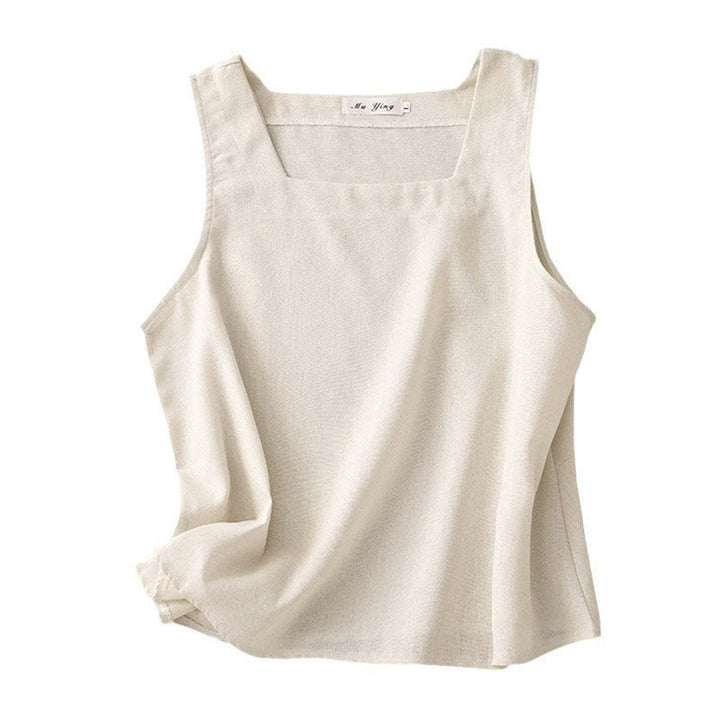 Chaleco sin mangas de lino y algodón con cuello cuadrado de verano para mujer con Buddha Stones - image 10