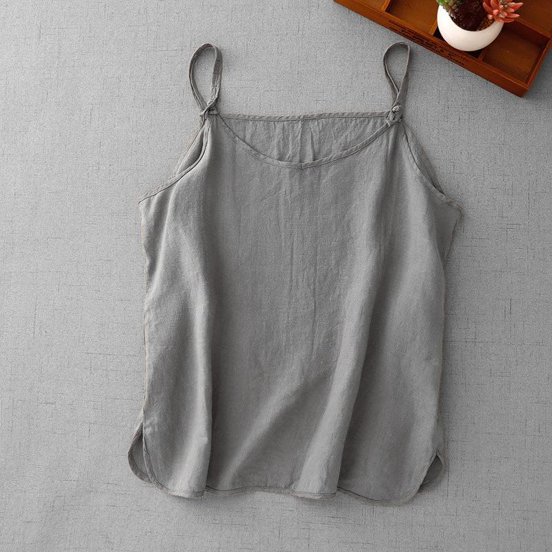 Chaleco de lino y algodón para mujer con diseño de correa ajustable y diseño de Buddha Stones de verano - image 14