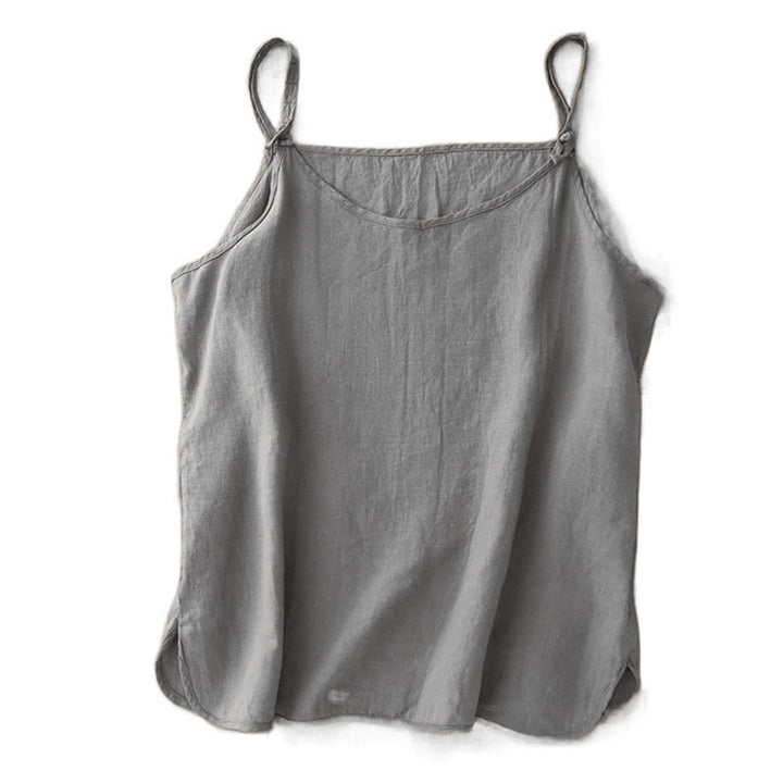 Chaleco de lino y algodón para mujer con diseño de correa ajustable y diseño de Buddha Stones de verano - image 19