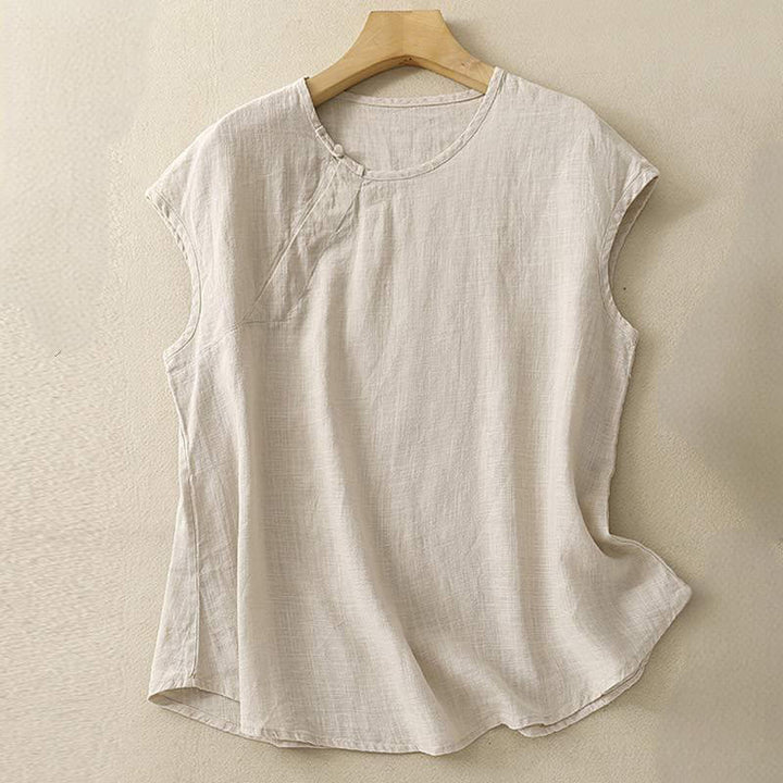 Chaleco de algodón para mujer, sin mangas, con diseño simple de patchwork de primavera y Buddha Stones - Beige - US8-10，UK/AU12-14，EU40-42 (2XL) - image 12