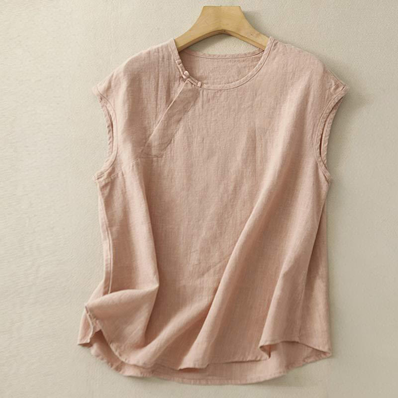 Chaleco de algodón para mujer, sin mangas, con diseño simple de patchwork de primavera y Buddha Stones - Salmón claro - US8-10，UK/AU12-14，EU40-42 (2XL) - image 3