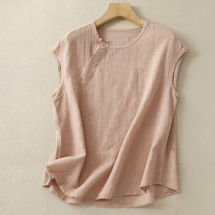 Chaleco de algodón para mujer, sin mangas, con diseño simple de patchwork de primavera y Buddha Stones - Salmón claro - US8-10，UK/AU12-14，EU40-42 (2XL) - image 3