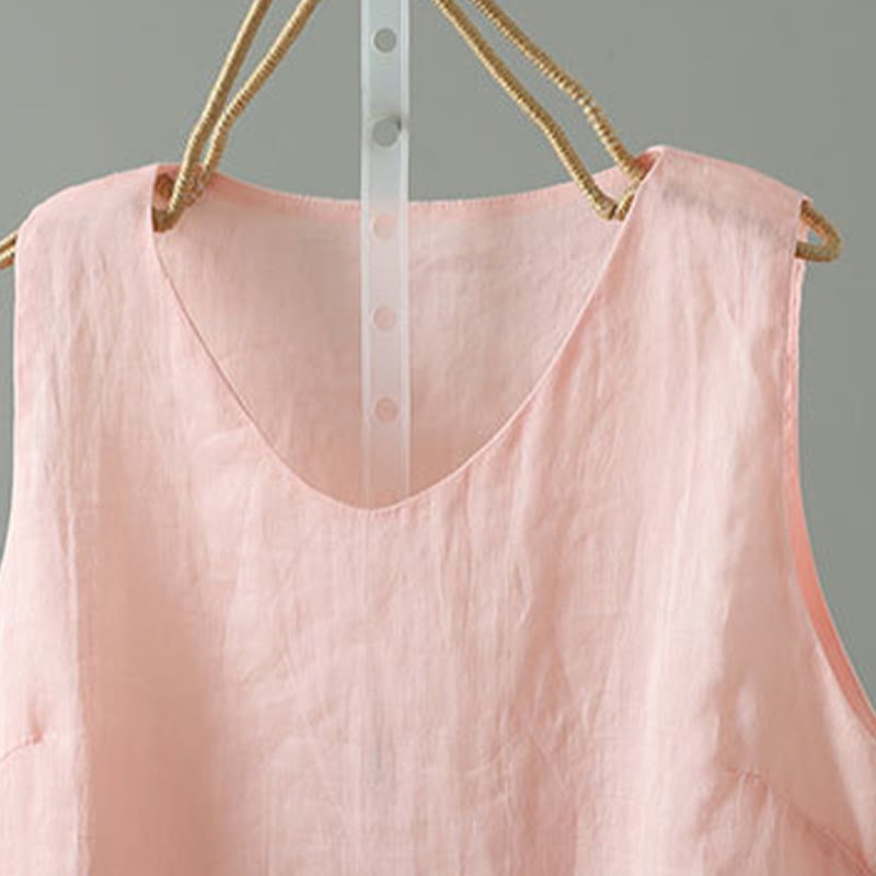 Chaleco sin mangas de algodón con cuello en V y diseño vintage de Buddha Stones para mujer
