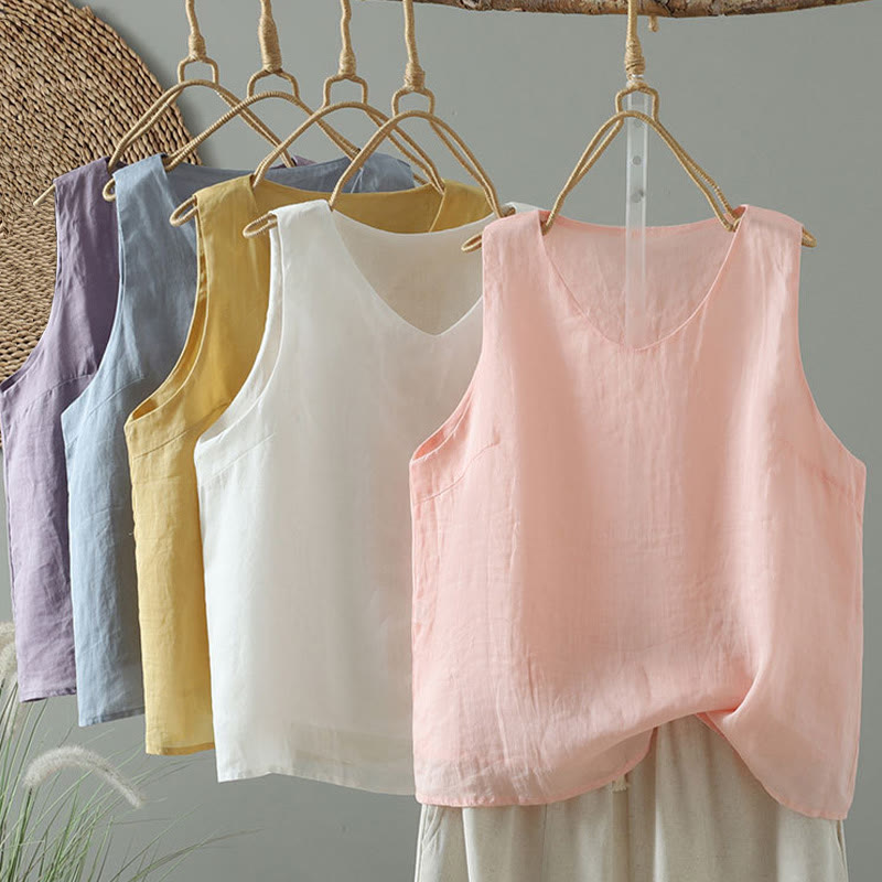 Chaleco sin mangas para mujer con cuello en V, color liso y estampado vintage de Buddha Stones. - image 17