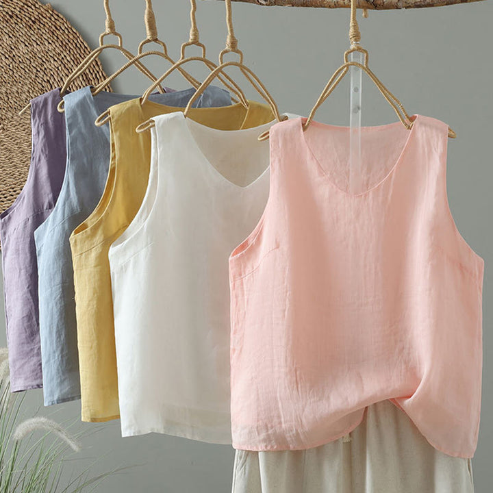 Chaleco sin mangas para mujer con cuello en V, color liso y estampado vintage de Buddha Stones. - image 17