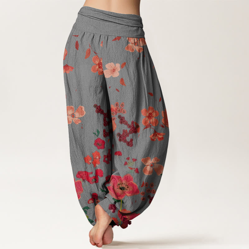 Pantalones harén con cintura elástica para mujer, diseño de amapolas rojas y piedras de Buddha Stones - image 6