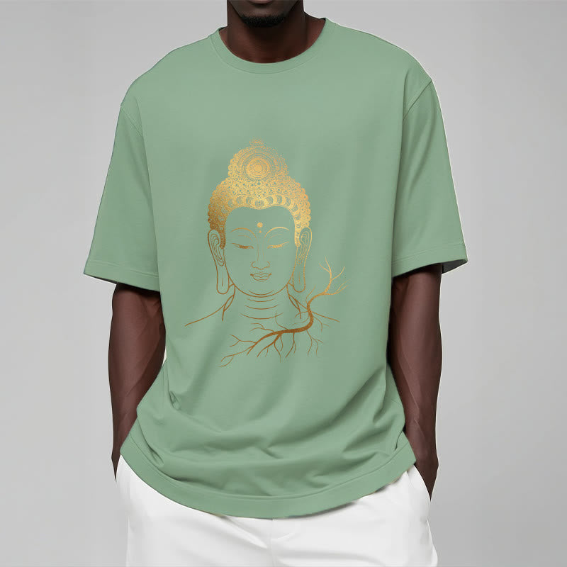 Camiseta con cabeza de Buddha Stones de Buda para meditación dorada - image 16