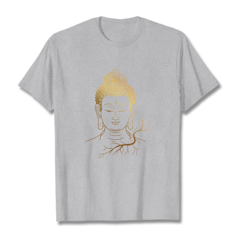 Camiseta con cabeza de Buddha Stones de Buda para meditación dorada - Gris claro - 2XL - image 20