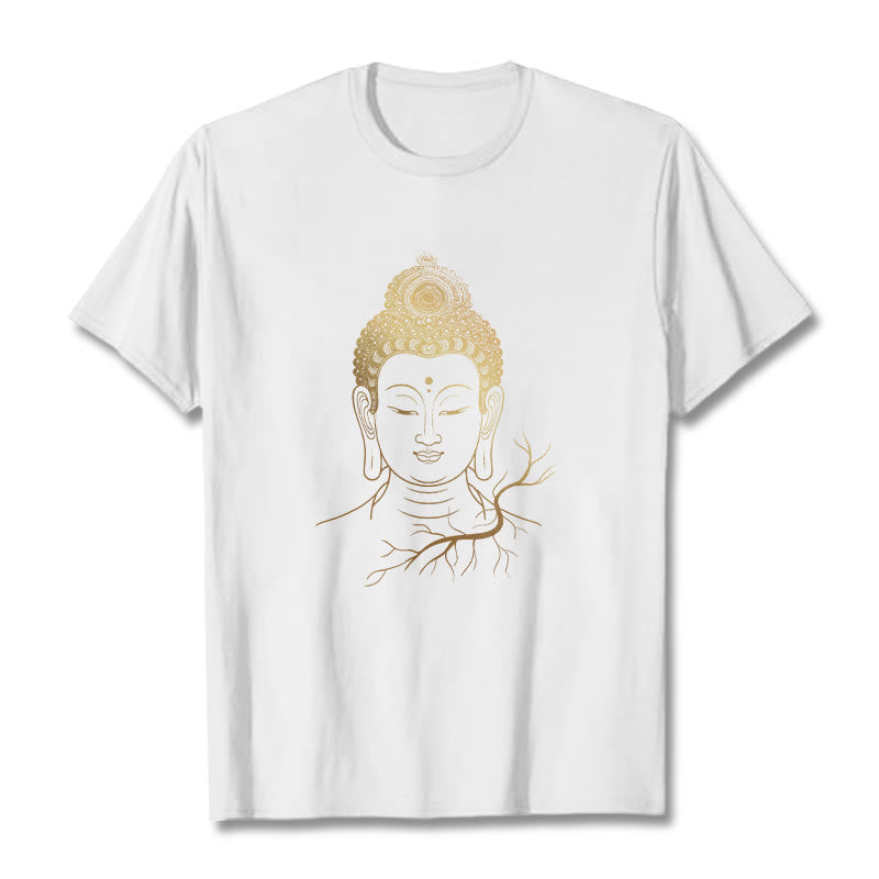 Camiseta con cabeza de Buddha Stones de Buda para meditación dorada - Blanco - 2XL - image 5