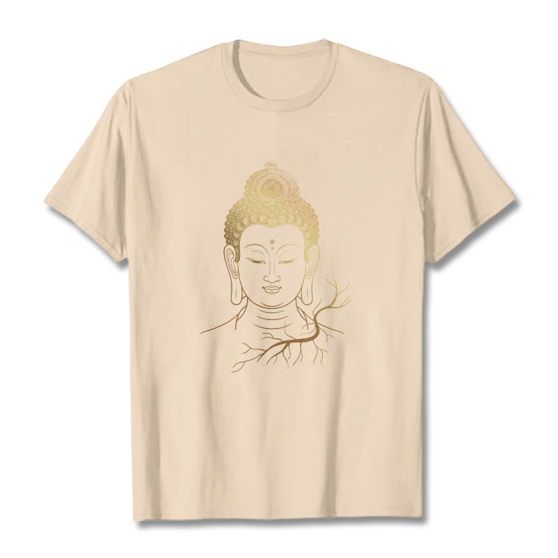 Camiseta con cabeza de Buddha Stones de Buda para meditación dorada - Sopa de mariscos - 2XL - image 9