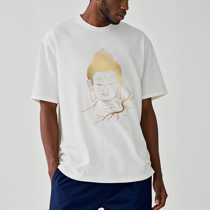 Camiseta con cabeza de Buddha Stones de Buda para meditación dorada - image 7