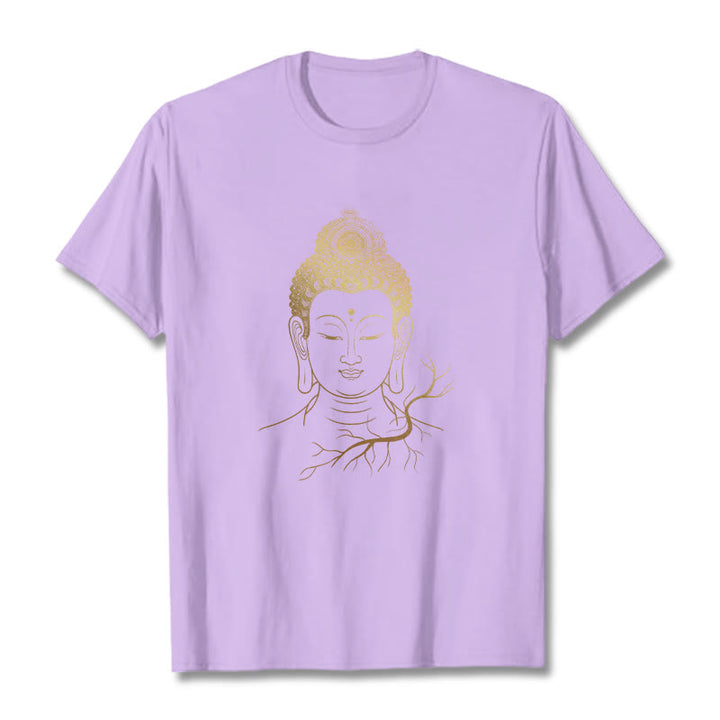 Camiseta con cabeza de Buddha Stones de Buda para meditación dorada - Ciruela - 2XL - image 17