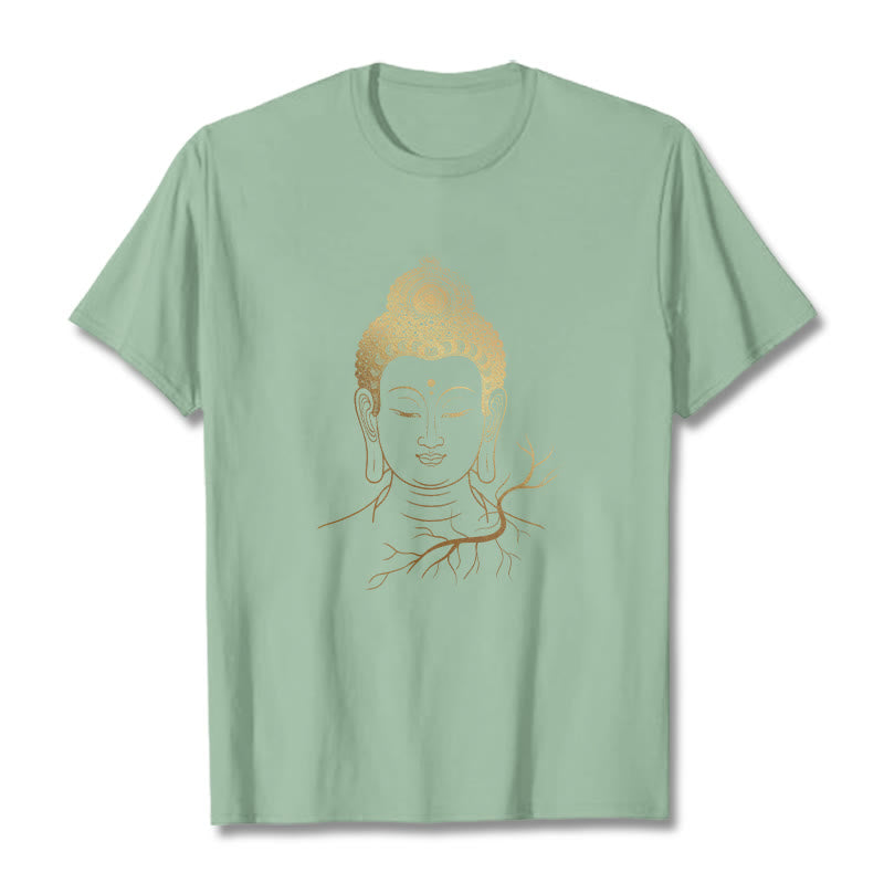 Camiseta con cabeza de Buddha Stones de Buda para meditación dorada - Verde pálido - 2XL - image 15