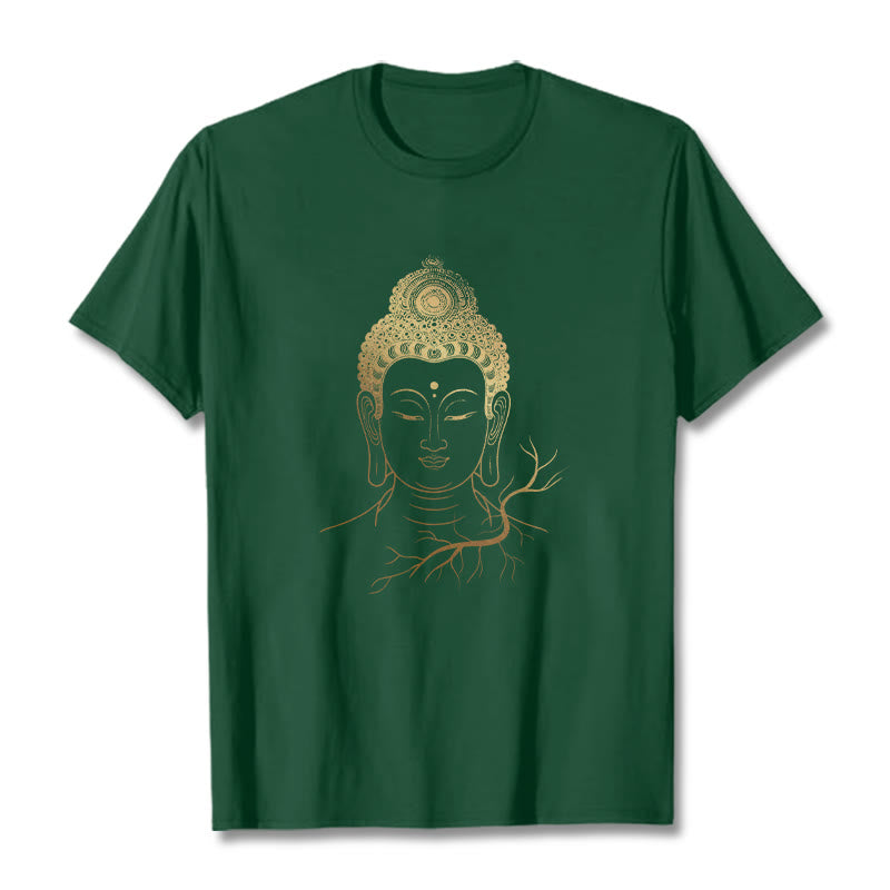 Camiseta con cabeza de Buddha Stones de Buda para meditación dorada - Verde bosque - 2XL - image 11