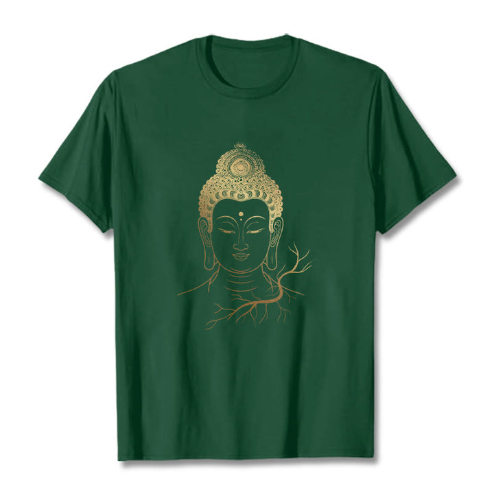 Camiseta con cabeza de Buddha Stones de Buda para meditación dorada - Verde bosque - 2XL - image 11