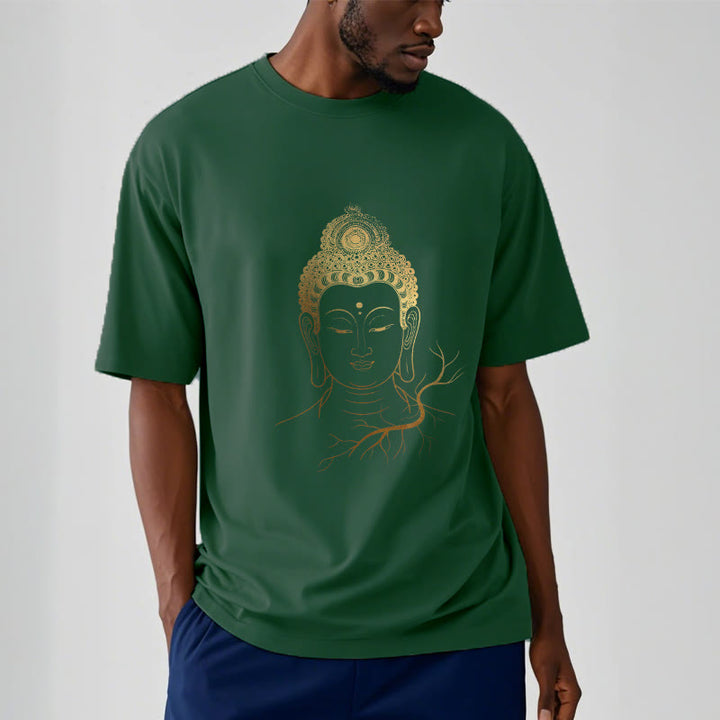 Camiseta con cabeza de Buddha Stones de Buda para meditación dorada - image 11