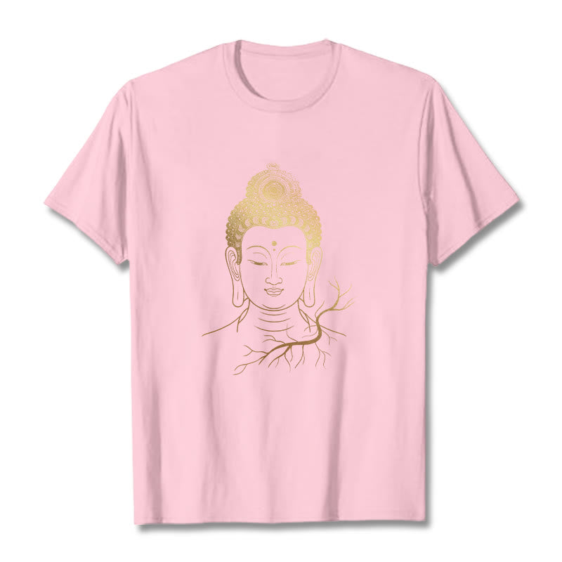 Camiseta con cabeza de Buddha Stones de Buda para meditación dorada - Rosa claro - 2XL - image 13