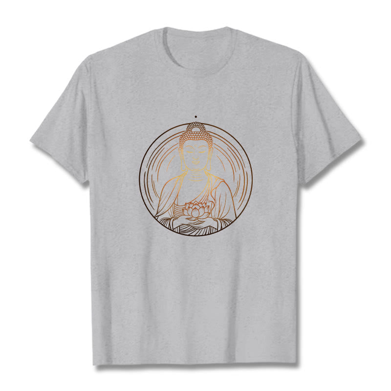 Camiseta con Buddha Stones dorado sosteniendo una flor de loto y piedras de Buda - Gris claro - 2XL - image 20
