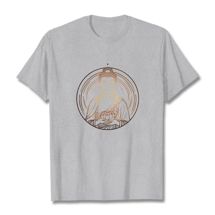 Camiseta con Buddha Stones dorado sosteniendo una flor de loto y piedras de Buda - Gris claro - 2XL - image 20