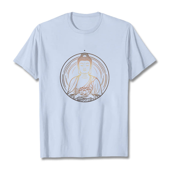 Camiseta con Buddha Stones dorado sosteniendo una flor de loto y piedras de Buda - Cian claro - 2XL - image 19