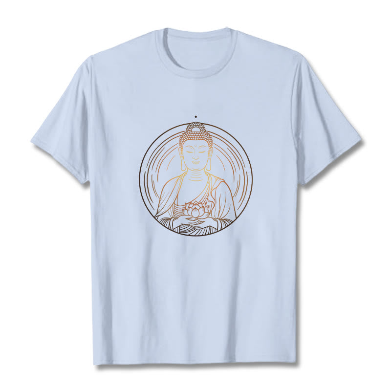 Camiseta con Buddha Stones dorado sosteniendo una flor de loto y piedras de Buda - Cian claro - 2XL - image 18