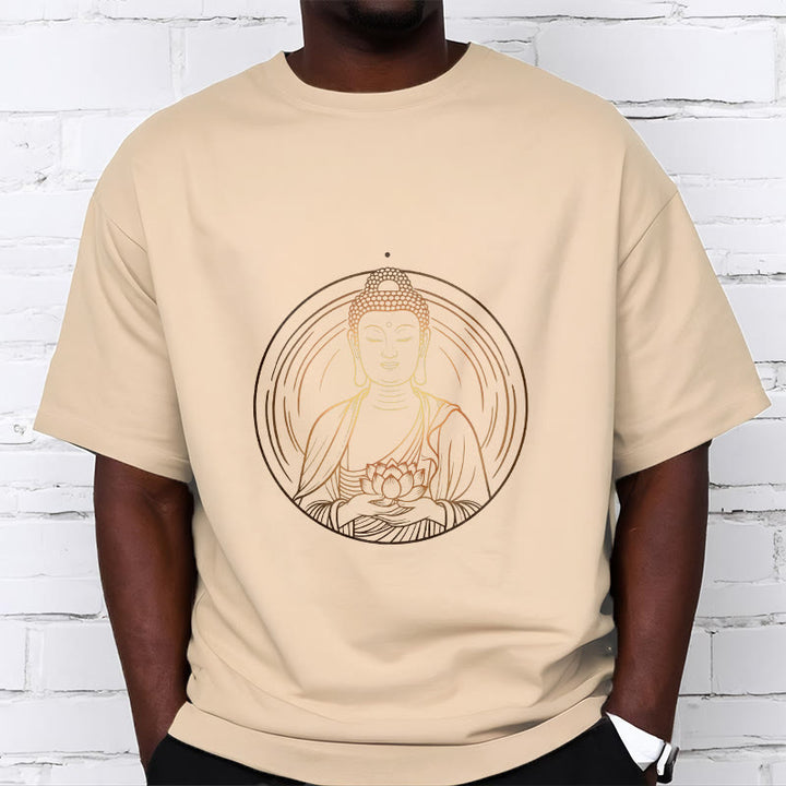 Camiseta con Buddha Stones dorado sosteniendo una flor de loto y piedras de Buda - image 9