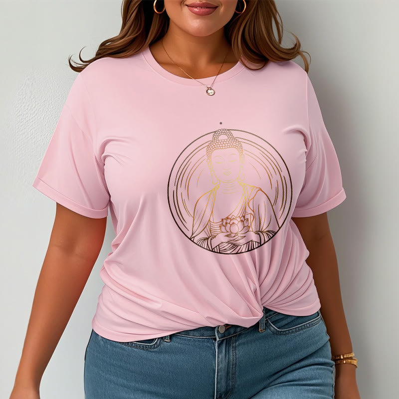 Camiseta con Buddha Stones dorado sosteniendo una flor de loto y piedras de Buda - image 14