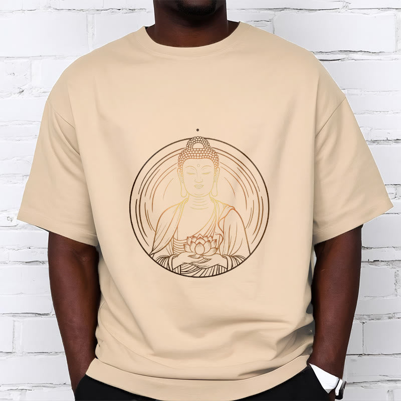 Camiseta con Buddha Stones dorado sosteniendo una flor de loto y piedras de Buda - image 10