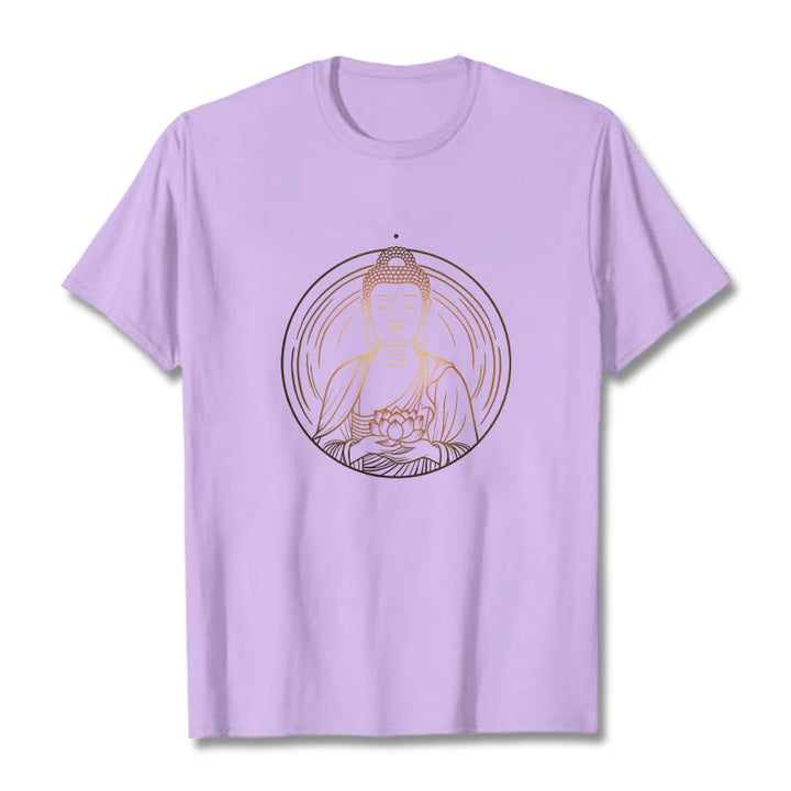 Camiseta con Buddha Stones dorado sosteniendo una flor de loto y piedras de Buda - Ciruela - 2XL - image 17