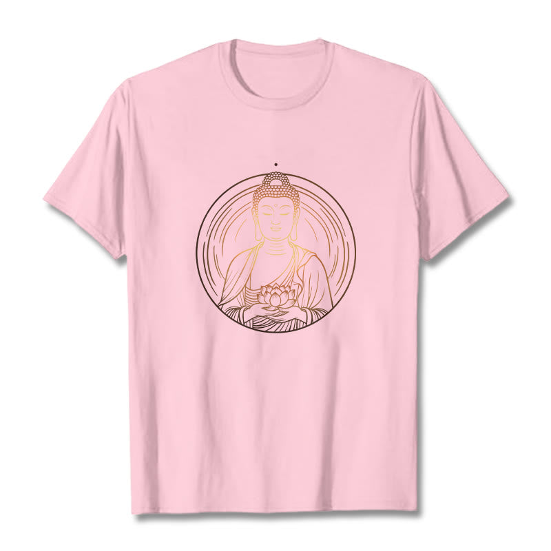 Camiseta con Buddha Stones dorado sosteniendo una flor de loto y piedras de Buda - Rosa claro - 2XL - image 13