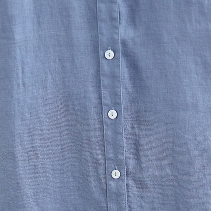 Vestido midi de lino y algodón sin mangas, con diseño plisado, de botonadura sencilla y sencillo de Buddha Stones - image 27