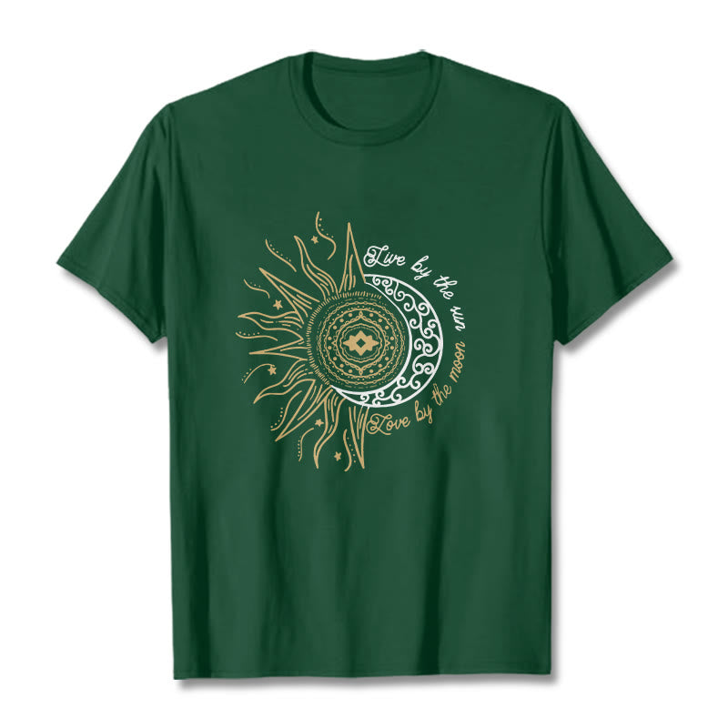 Camiseta " Buddha Stones, vive al sol, ama a la luna" - Verde bosque - 2XL - image 10